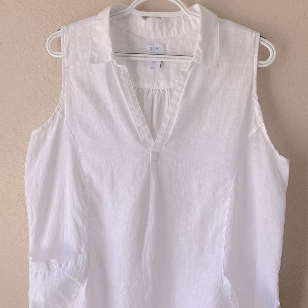 Sigred Olsen 100% Linen Coastal Beach Tunic Blouse Size L - Picture 4 of 8